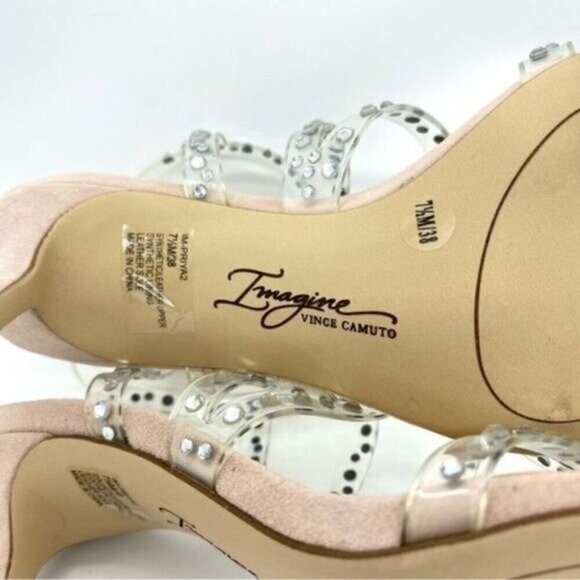 Vince Camuto Womens Imagine  Rhinestone Leather Open Toe Heels Sandals - Picture 7 of 14